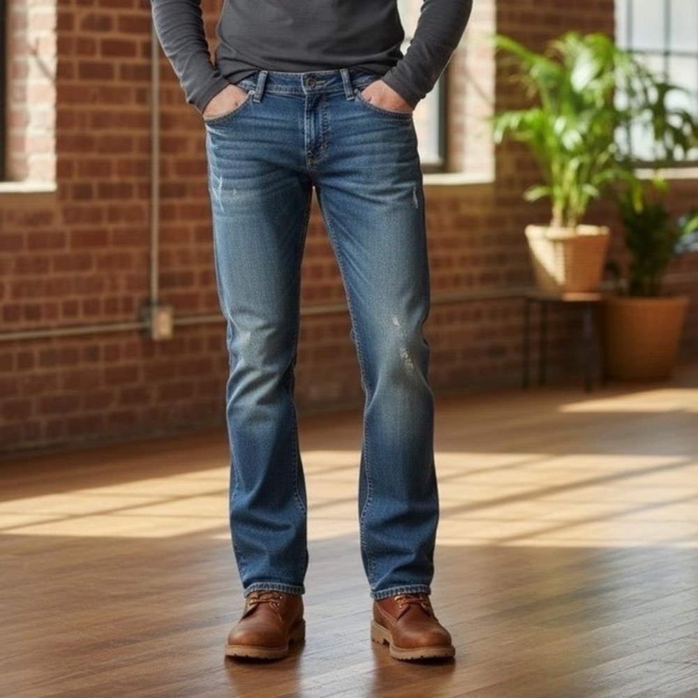 BKE Drew Mens Bootcut Jeans Medium Wash Stretch Denim 30x31.5